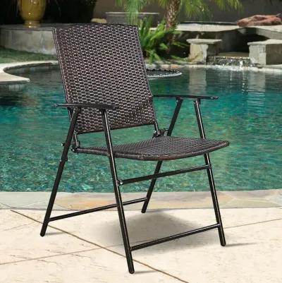 Set of 4 Rattan Folding Chairs