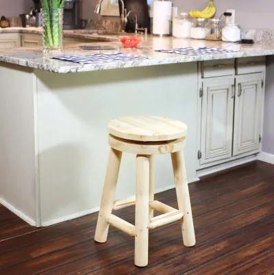 Sunnydaze Rustic Unfinished Fir Wood Indoor Swivel Counter-Height Stool