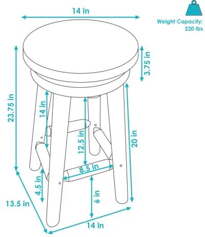 Sunnydaze Rustic Unfinished Fir Wood Indoor Swivel Counter-Height Stool