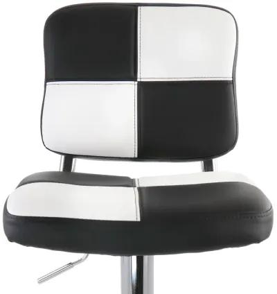 Elama 2 Piece Adjustable Faux Leather Bar Stool in Black and White with Chrome Base