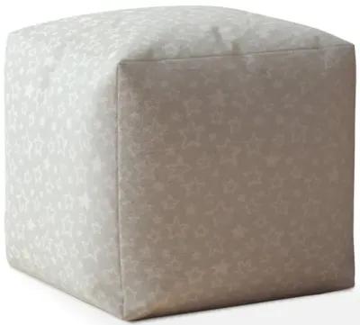 Homezia 17" Grey Cotton Abstract Pouf Ottoman