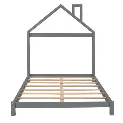 Merax Wood Platform Bed with House-shaped Headboard