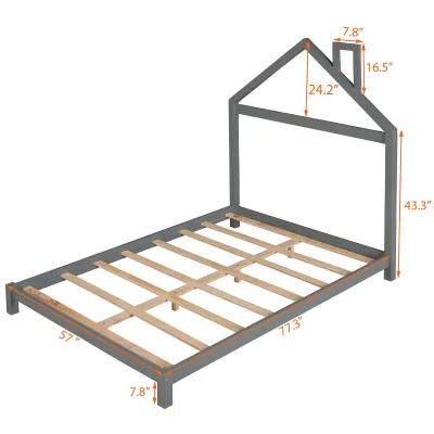 Merax Wood Platform Bed with House-shaped Headboard