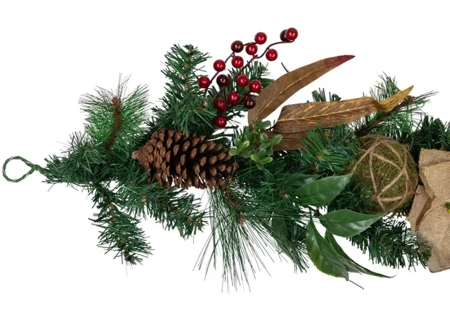 6' x 10" Mixed Pine with Poinsettias and Berries Christmas Garland  Unlit