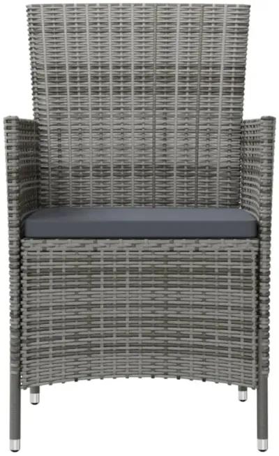 vidaXL Patio Chairs with Cushions 2 pcs Poly Rattan Gray