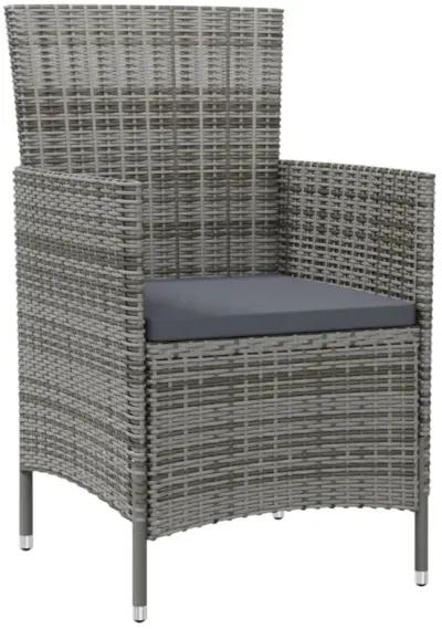 vidaXL Patio Chairs with Cushions 2 pcs Poly Rattan Gray