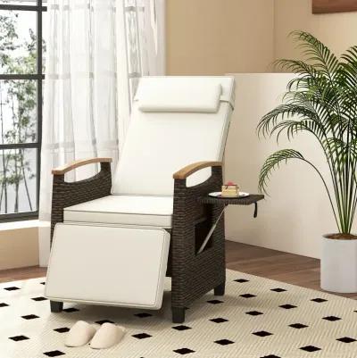 Patio Wicker Recliner Chair with Adjustable Backrest and Footrest