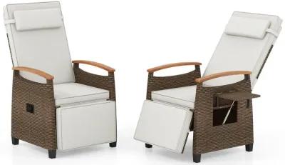 Patio Wicker Recliner Chair with Adjustable Backrest and Footrest