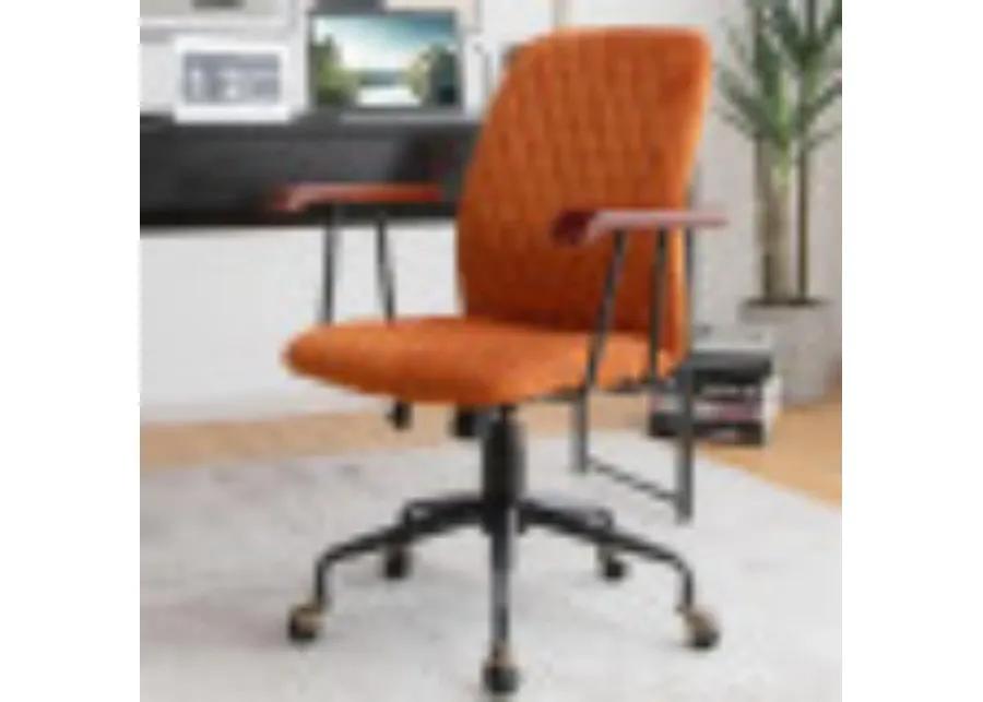 Hivvago Velvet Home Office Chair with Wooden Armrest