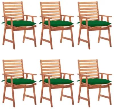 vidaXL Outdoor Dining Chairs 6 pcs with Cushions Solid Acacia Wood