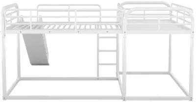 Full And Twin Size L-Shaped Bunk Bed With Slide And Short Ladder