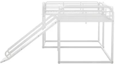 Full And Twin Size L-Shaped Bunk Bed With Slide And Short Ladder