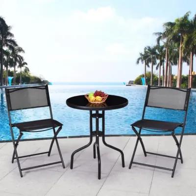 Hivvago 3 Pieces Folding Bistro Table Chairs Set for Indoor and Outdoor