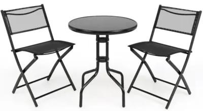 Hivvago 3 Pieces Folding Bistro Table Chairs Set for Indoor and Outdoor