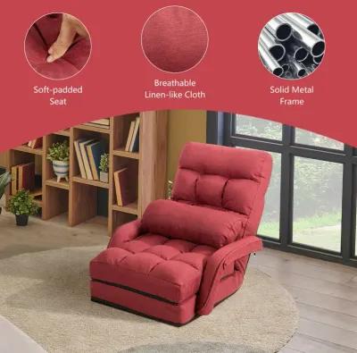 Folding Lazy Floor Chair Sofa with Armrests and Pillow