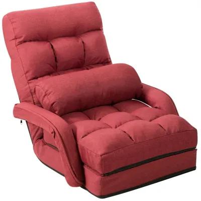 Folding Lazy Floor Chair Sofa with Armrests and Pillow