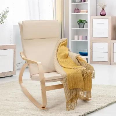 Farmhouse Beige/Natural Linen Upholstered Rocking Chair