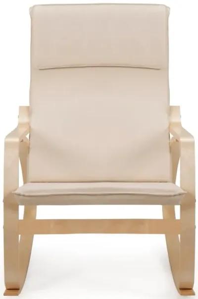 Farmhouse Beige/Natural Linen Upholstered Rocking Chair