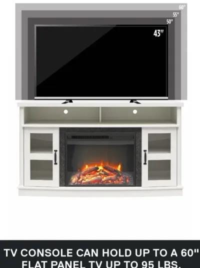 Barrow Creek Fireplace Space Heater Console with Glass Doors for TVs up to 60"