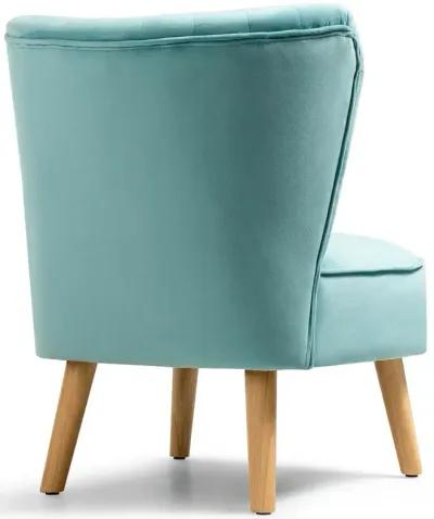 Modern Armless Velvet Accent Chair with Wood Legs