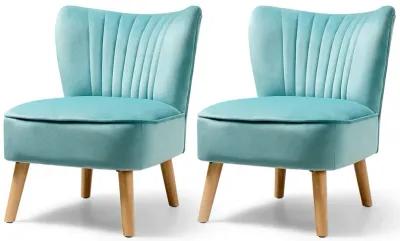 Modern Armless Velvet Accent Chair with Wood Legs