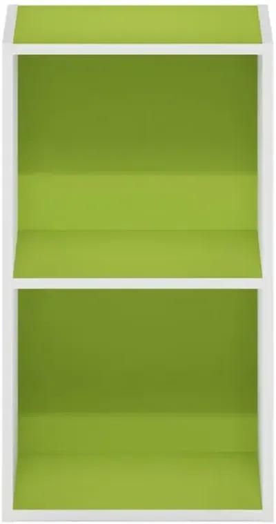 Furinno Pasir 2-Tier Open Shelf Bookcase, Green/White