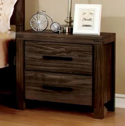 Rustic Brown Nightstand with 2 Drawers