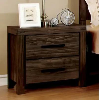 Rustic Brown Nightstand with 2 Drawers