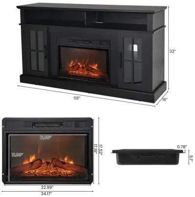 Fireplace TV Stand for TVs Up to 65 Inch with Side Cabinets and Remote Control