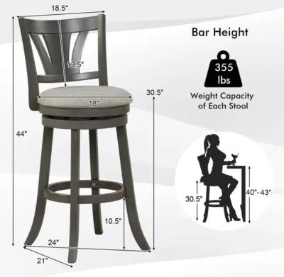 Hivvago 26.5"/30.5" Swivel Bar Stool with Backrest Soft Cushioned Seat and Footrest Gray