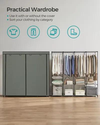 Portable Closet with Cover 4 Hanging Rods and Shelves