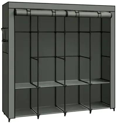 Portable Closet with Cover 4 Hanging Rods and Shelves