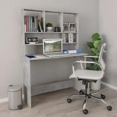 vidaXL Desk with Shelves Concrete Gray 43.3"x17.7"x61.8" Chipboard, 800391