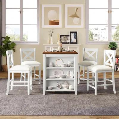 Merax 5 Pieces Counter Height Rustic Dining Table Set