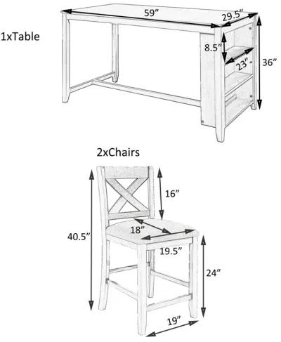 Merax 5 Pieces Counter Height Rustic Dining Table Set