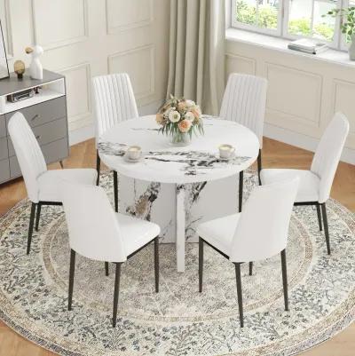 Merax Modern 7 Pieces Round Dining Table Set