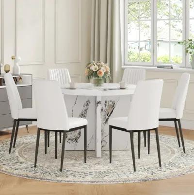 Merax Modern 7 Pieces Round Dining Table Set