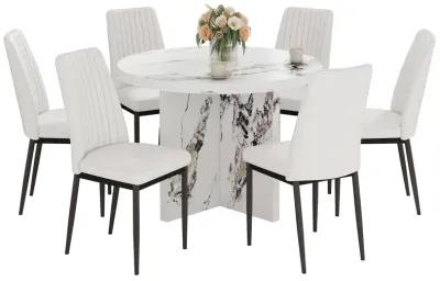 Merax Modern 7 Pieces Round Dining Table Set