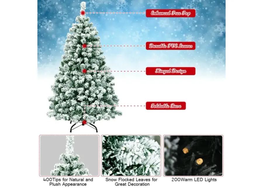 4.5 Feet Pre-Lit Premium Snow Flocked Hinged Artificial Christmas Tree