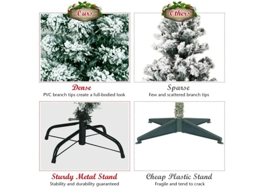 4.5 Feet Pre-Lit Premium Snow Flocked Hinged Artificial Christmas Tree