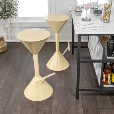 Chronos 29.75" Modern Industrial Iron Hourglass Backless Bar Stool with Foot Rest