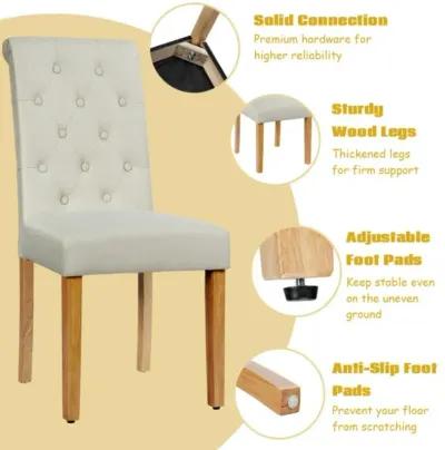 Hivvago 2 Pieces Tufted Dining Chair Set with Adjustable Anti-Slip Foot Pads