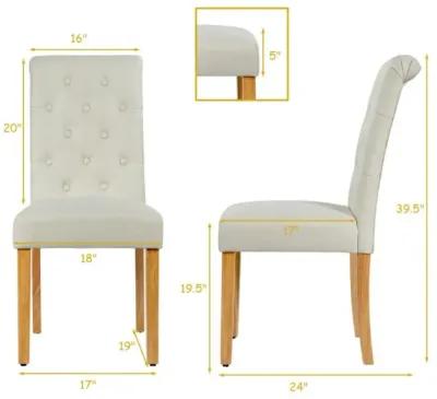 Hivvago 2 Pieces Tufted Dining Chair Set with Adjustable Anti-Slip Foot Pads