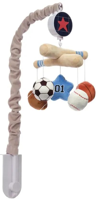 Lambs & Ivy Baby Sports Musical Baby Crib Mobile Soother Toy - Gray