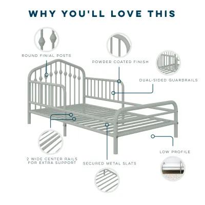 Bushwick Metal Toddler Bed with Safety Rails