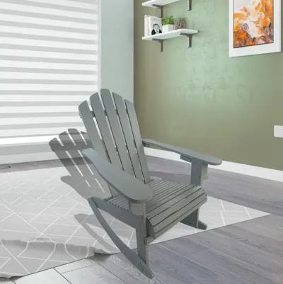 Reclining Wooden Outdoor Rocking Adirondack Chair, Walnut