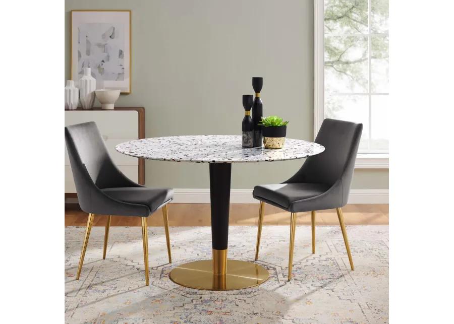 Modway - Zinque 47" Round Terrazzo Dining Table Gold White