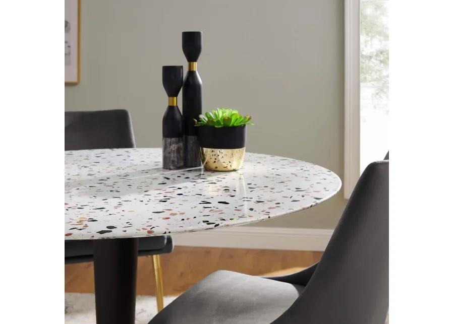 Modway - Zinque 47" Round Terrazzo Dining Table Gold White