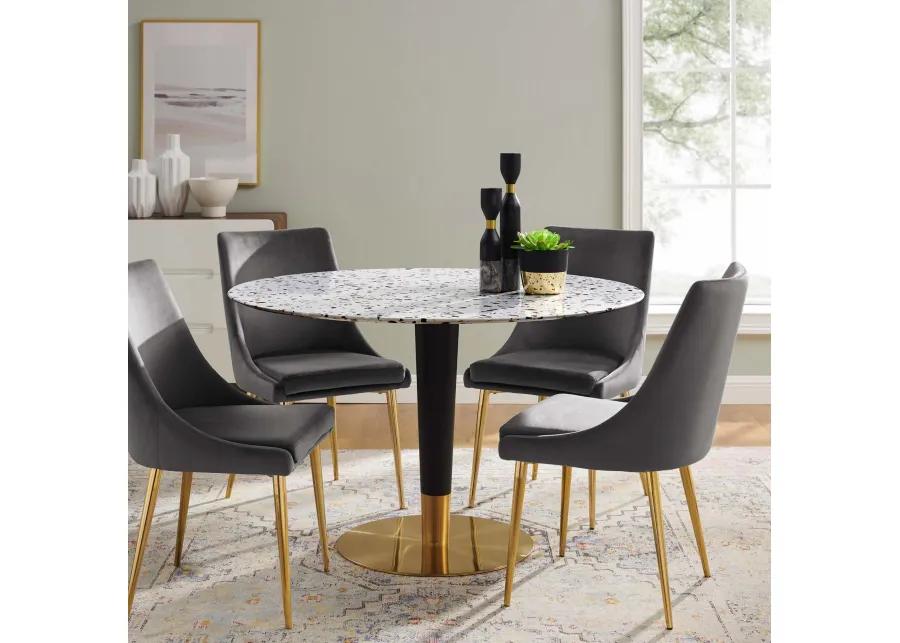 Modway - Zinque 47" Round Terrazzo Dining Table Gold White