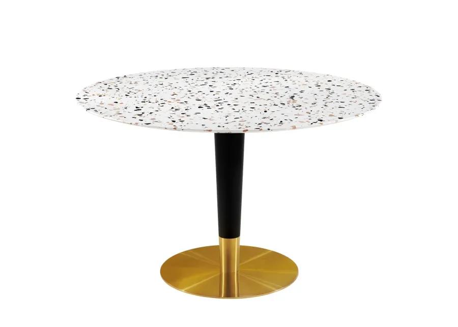 Modway - Zinque 47" Round Terrazzo Dining Table Gold White